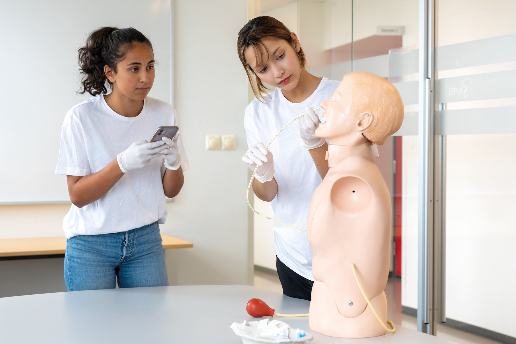 Students training in a hospital