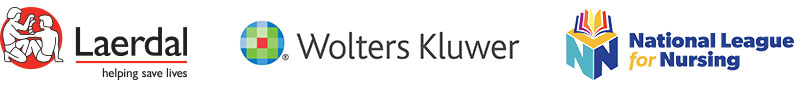Laerdal Medical, Wolters Kluwer and NLN logos