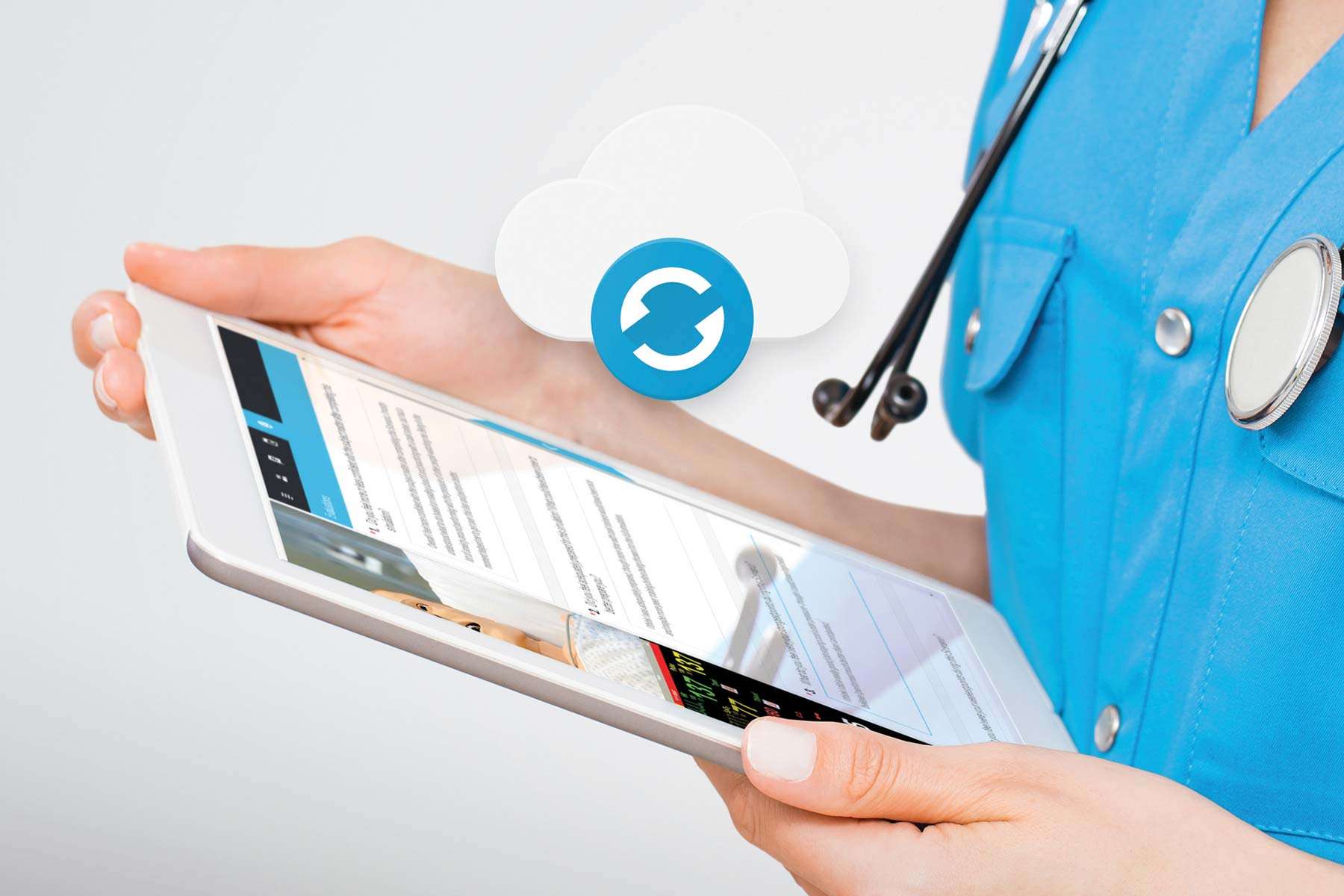Nurse using SimCapture on a tablet