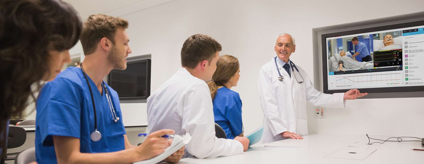 Group of nursing students in SimCapture debrief session