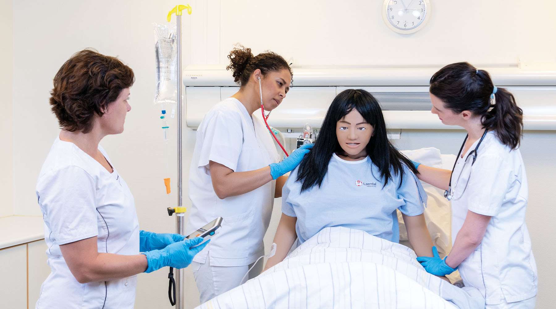 Nurse training with Nursing Anne simulator.