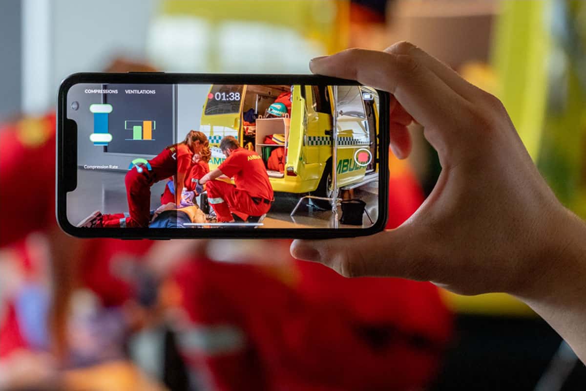 EMS team practicing CPR using TeamReporter