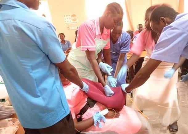 South Sudanese midwives train on a Laerdal Global Health simulator