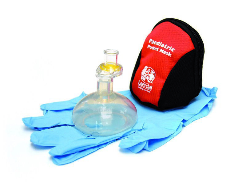 Pocket Mask für Kinder, inkl. Handschuhe in rot/schwarzer Tasche