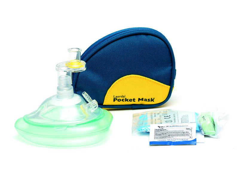 Pocketmask O²  i  blå mjukväska ventil/ /filter svensk bruksanv